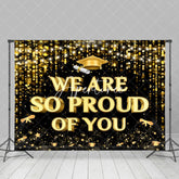 Aperturee - Golden Tassel Glitter Hat Star Graduation Backdrop